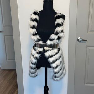 Black and White Faux fur vest